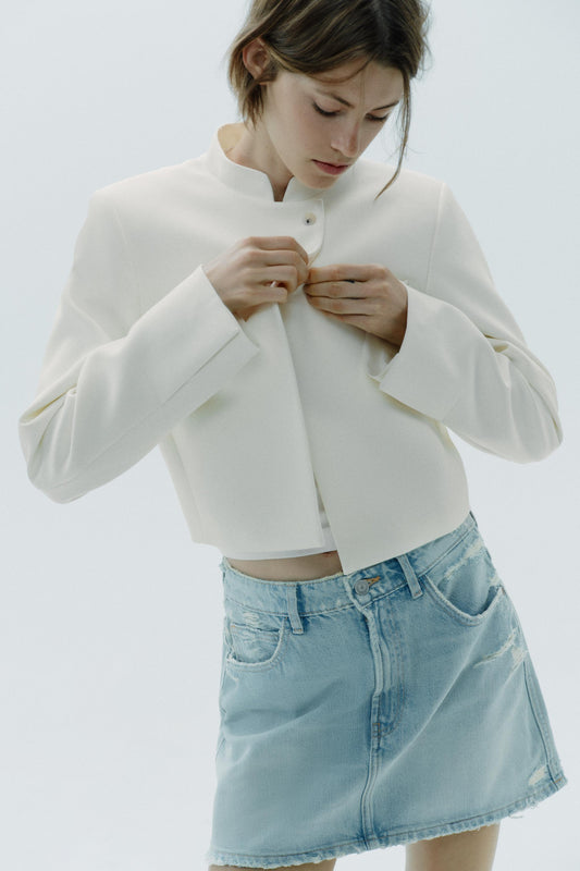 RIPPED TRF DENIM SKIRT