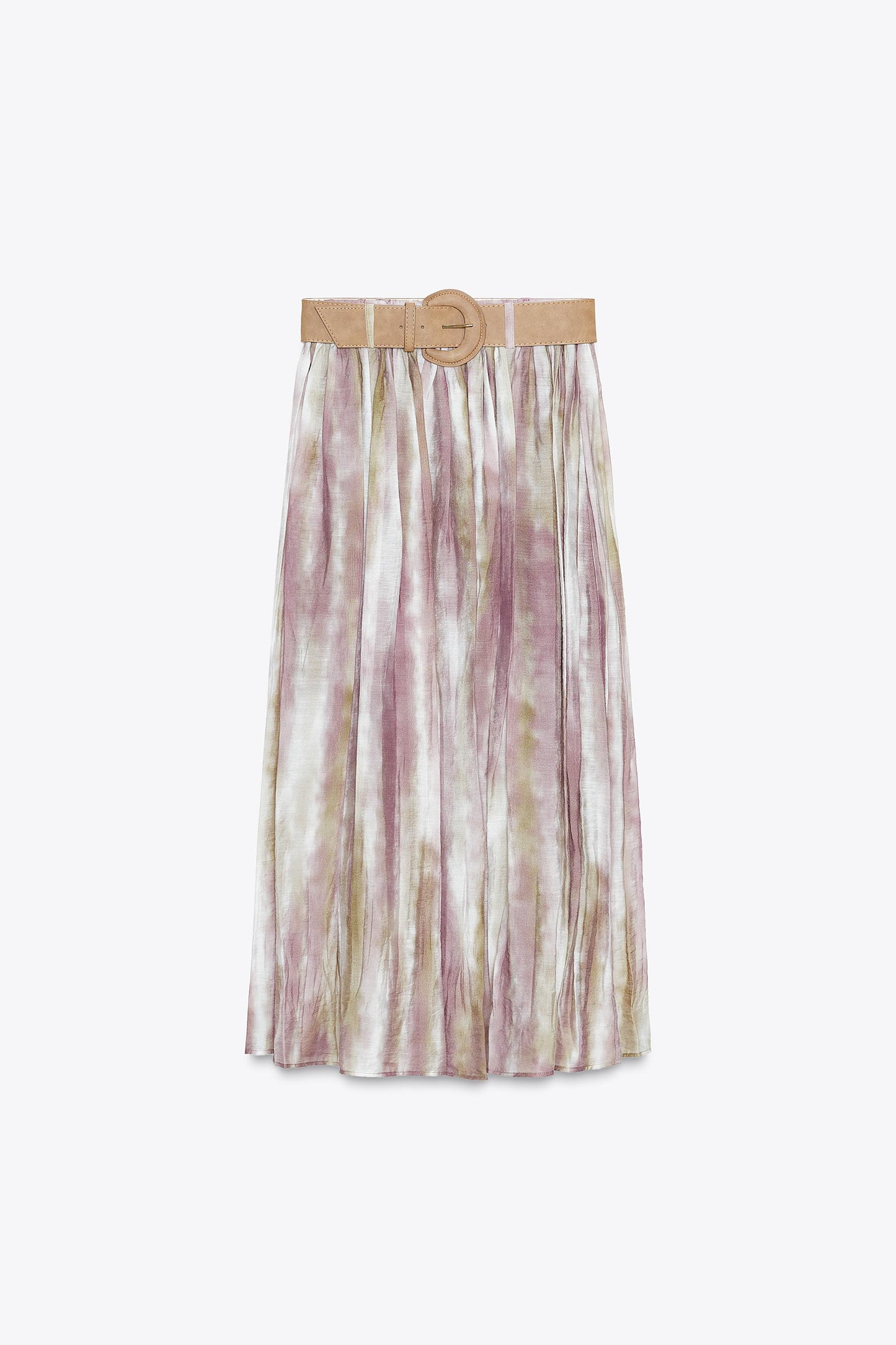 PRINTED MIDI SKIRT WITH BELT