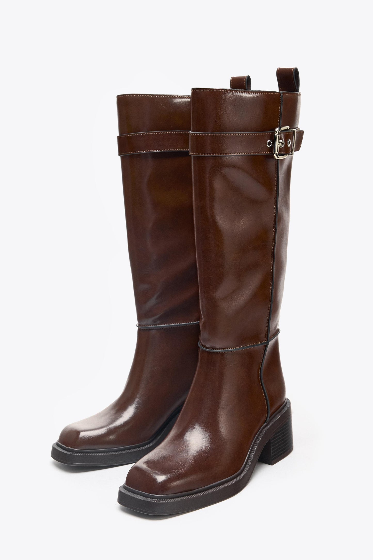 TOPSTITCHED HIGH-SHAFT BOOTS