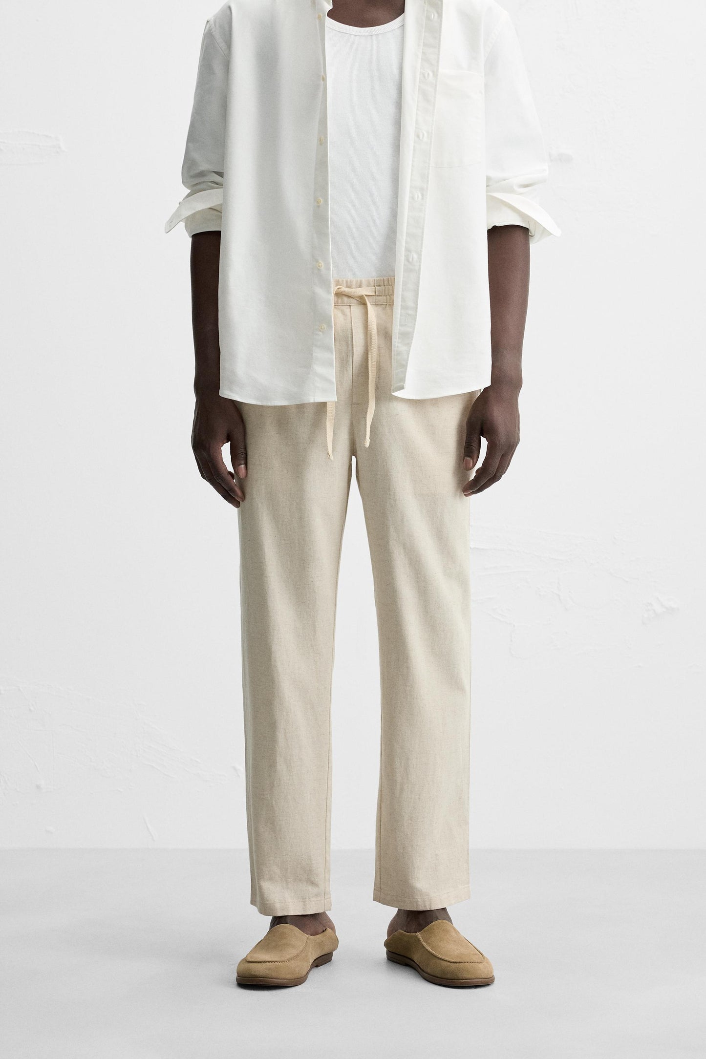 RELAXED FIT COTTON LINEN PANTS