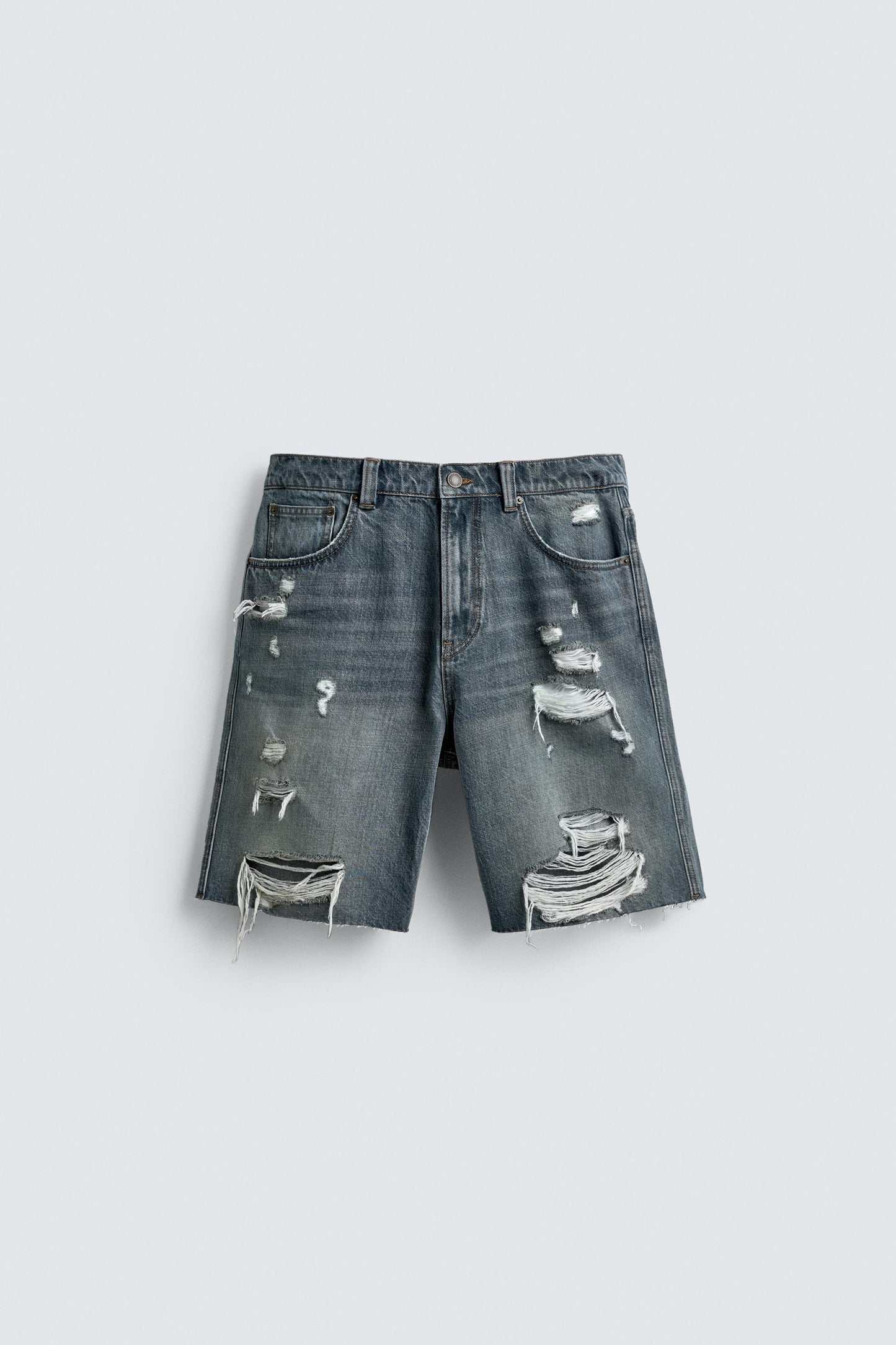 RIPPED DENIM BERMUDA SHORTS