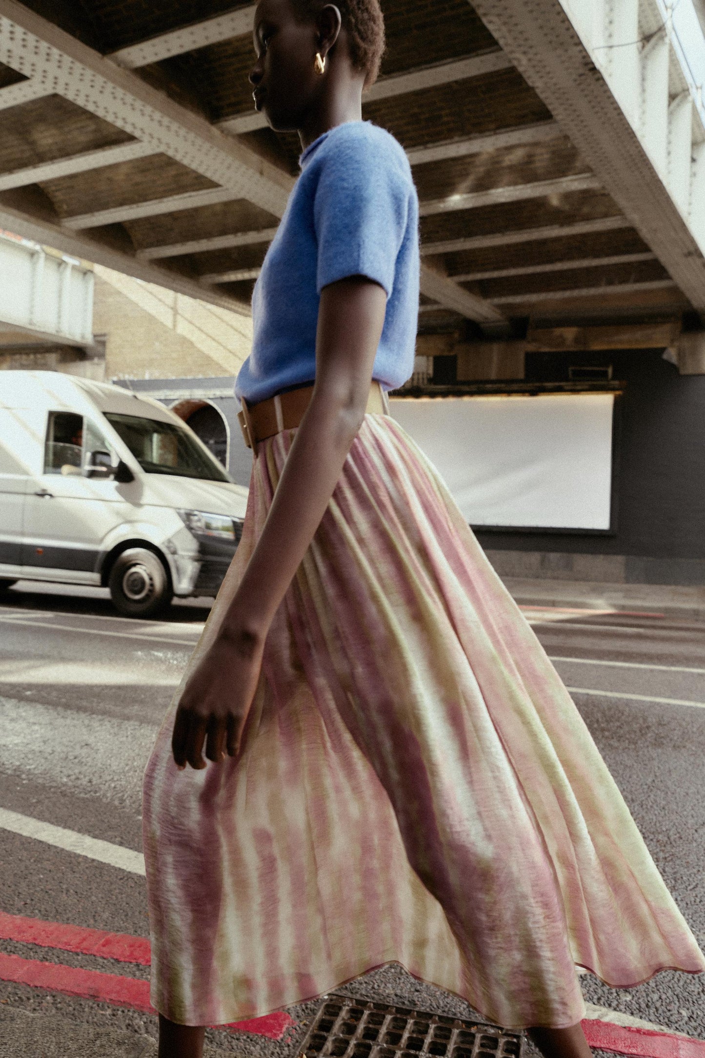 PRINTED MIDI SKIRT WITH BELT