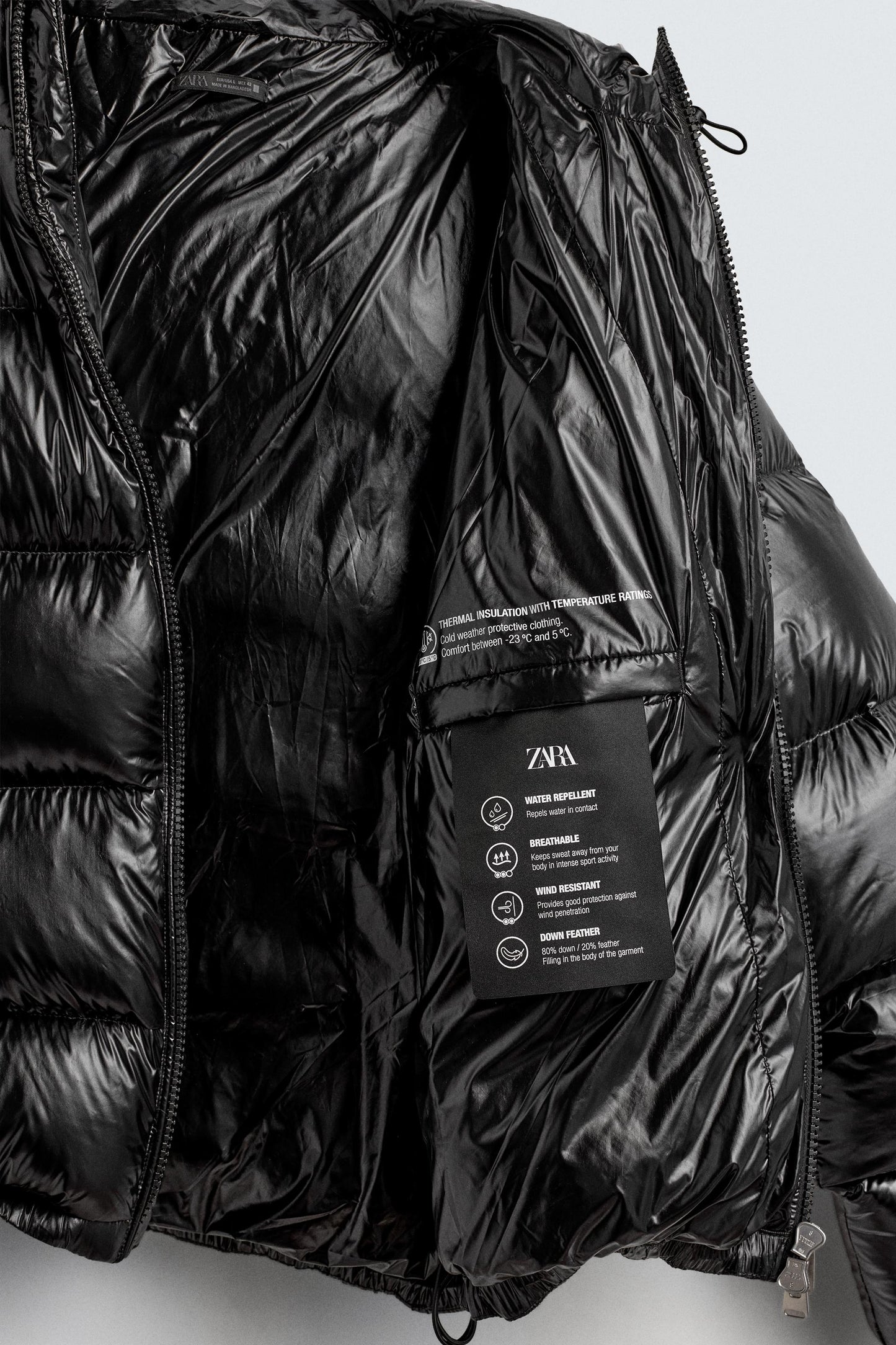 100% FEATHER WATER REPELLENT PUFFER JACKET