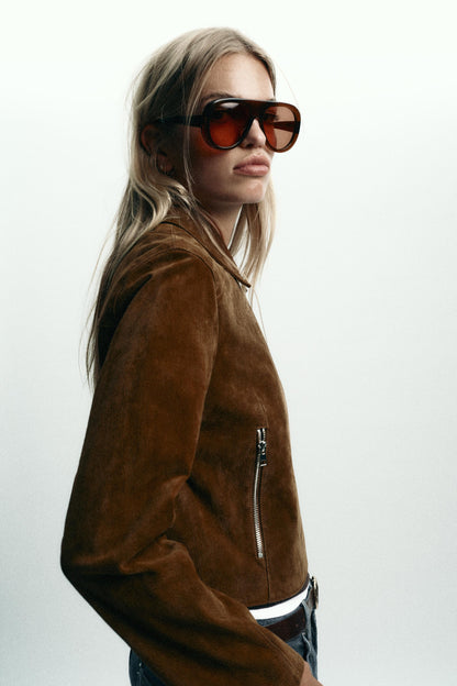 100% LEATHER SHORT JACKET