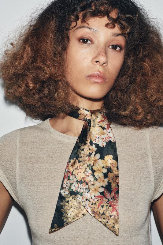 FLORAL FOULARD SCARF