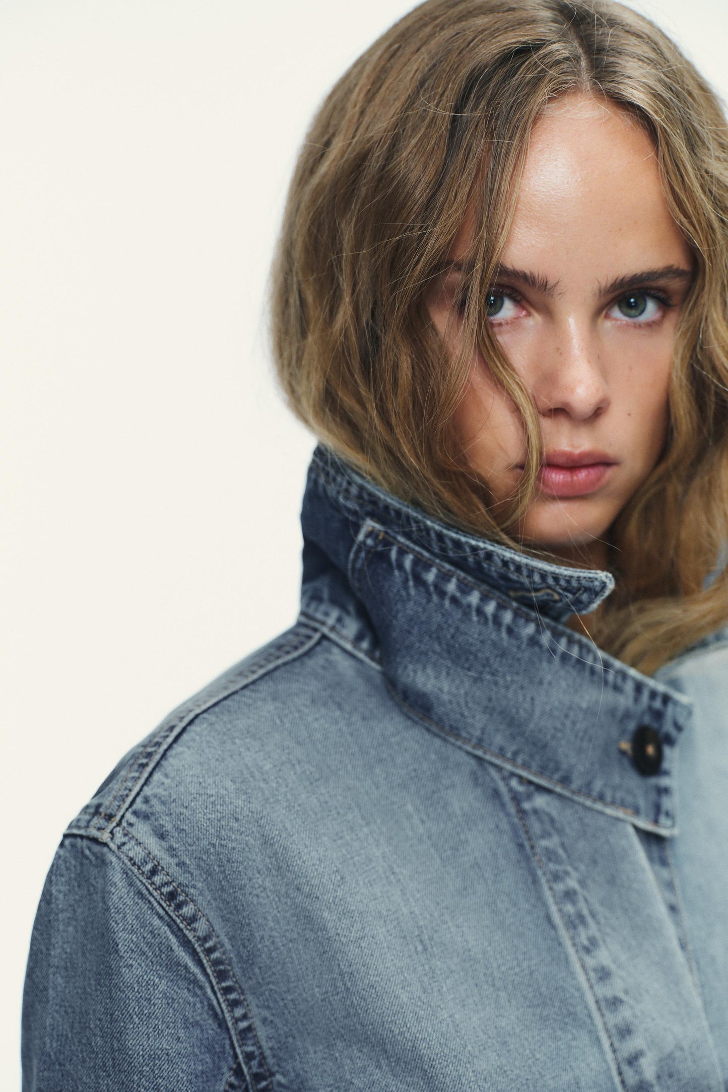 TRF HIGH COLLAR DENIM JACKET