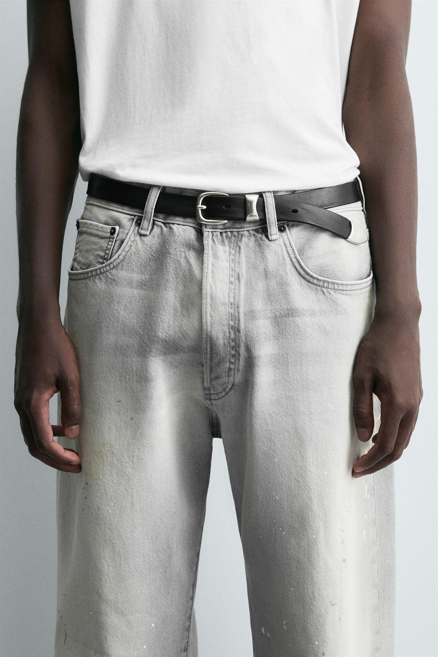 VINTAGE EFFECT LEATHER BELT