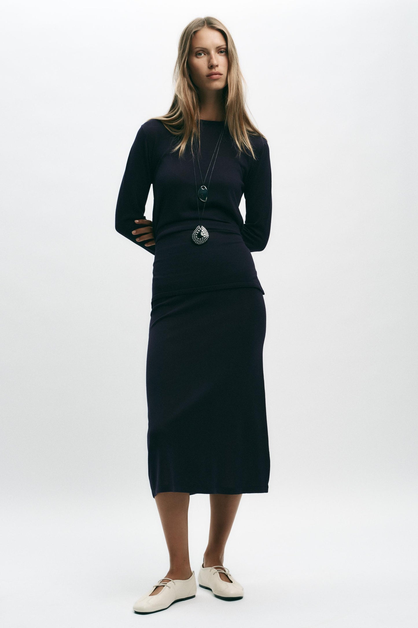 MIDI PLAIN KNIT SKIRT