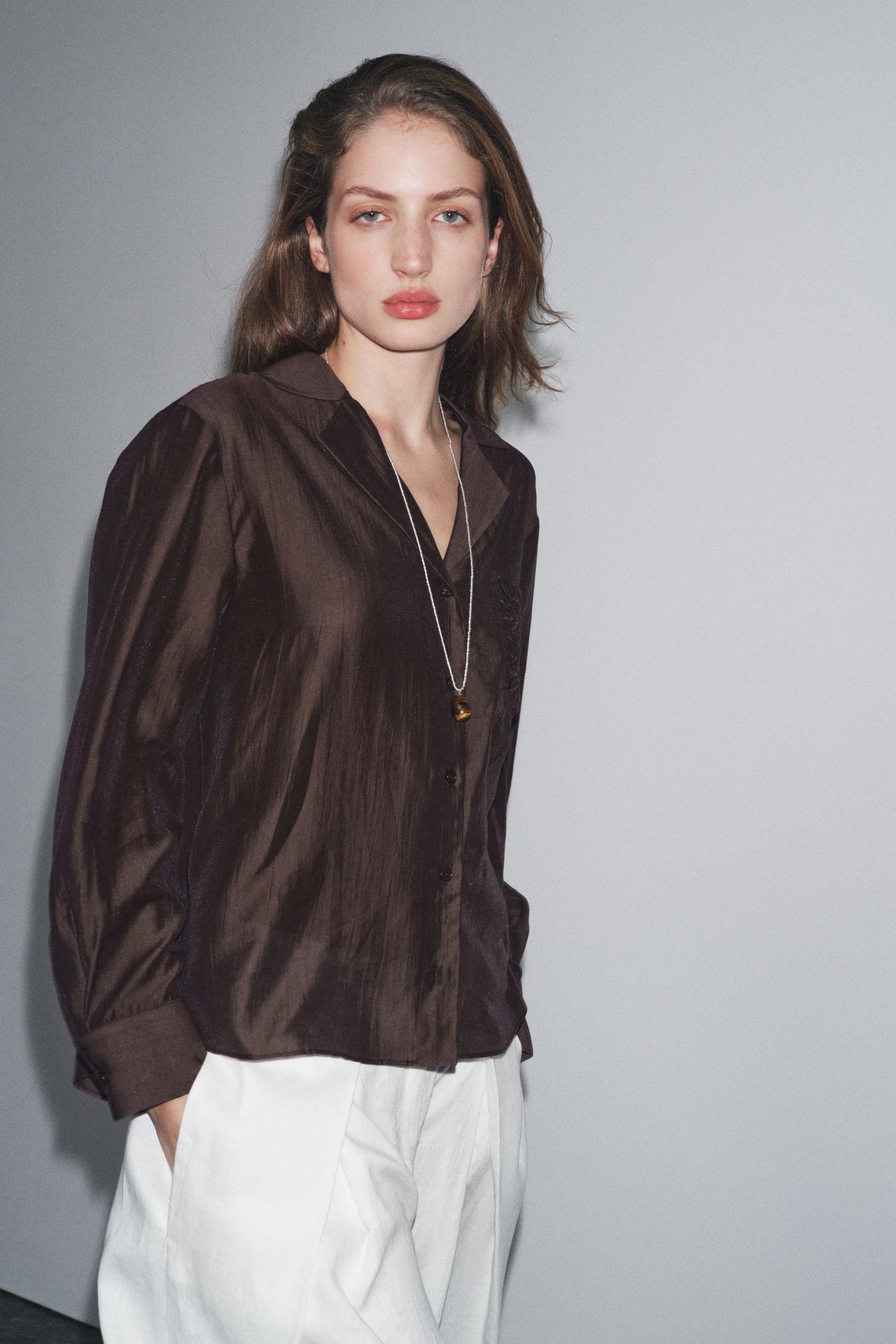 ZW COLLECTION EMBROIDERED POCKET SHIRT