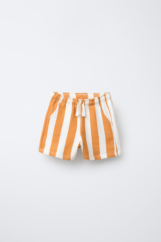 STRIPED STRAIGHT PLUSH SHORTS