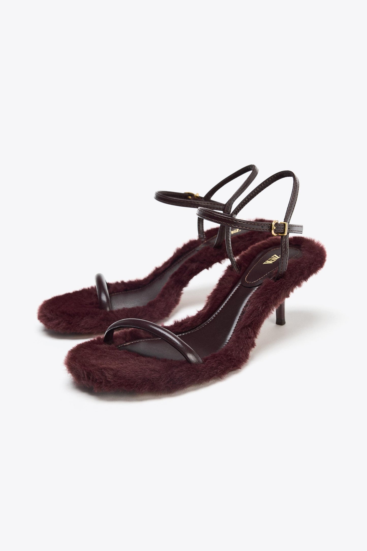 FAUX FUR SOLE HEELED SANDALS