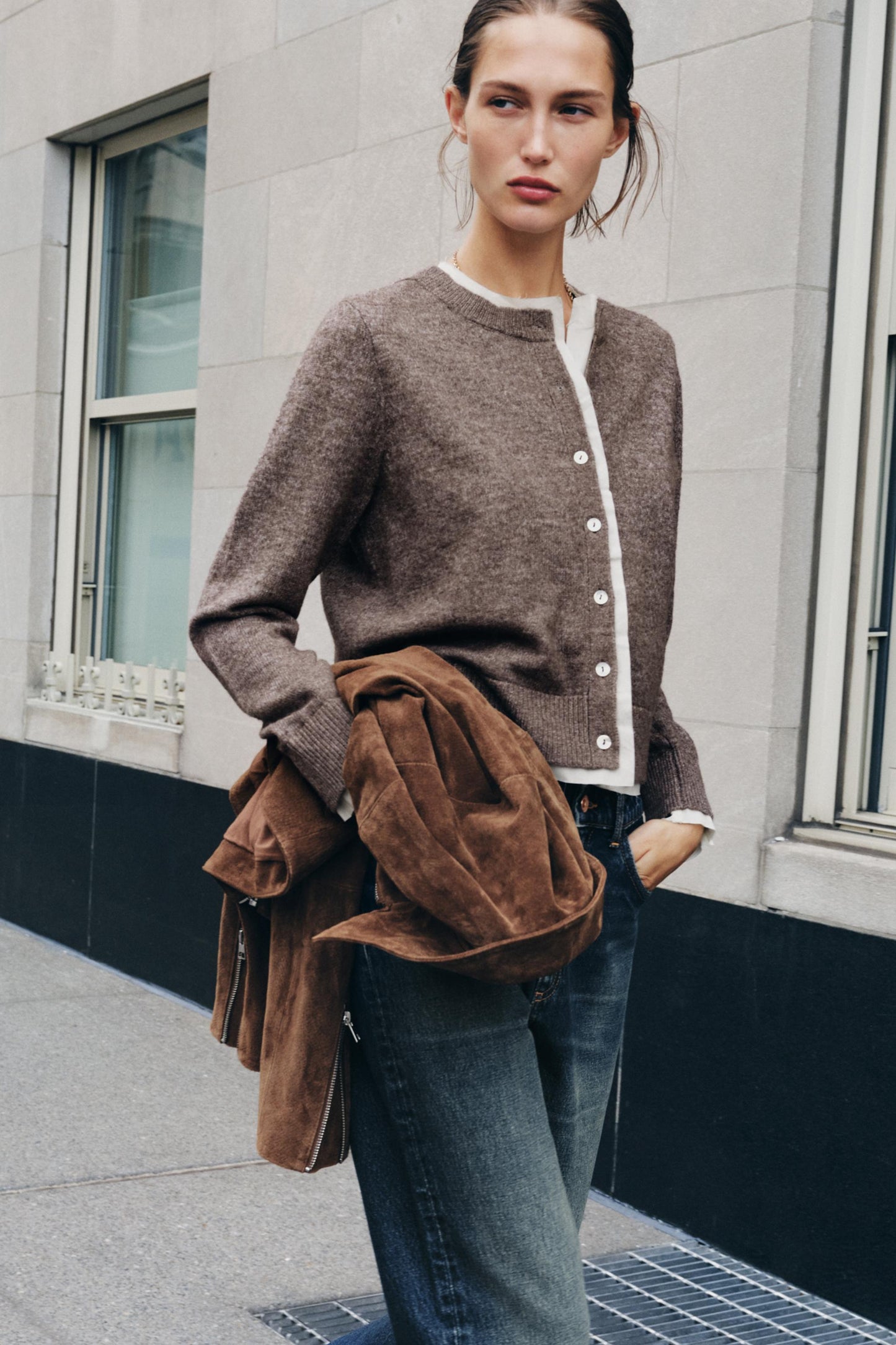 COMBINATION KNIT CARDIGAN