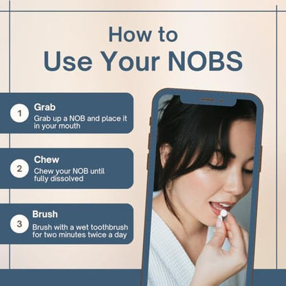 NOBS (No Bad Stuff) Toothpaste Tablets - Nano Hydroxyapatite, Fluoride & Plastic Free, Eco & Travel Friendly - Remineralize with NHA (1 Month)