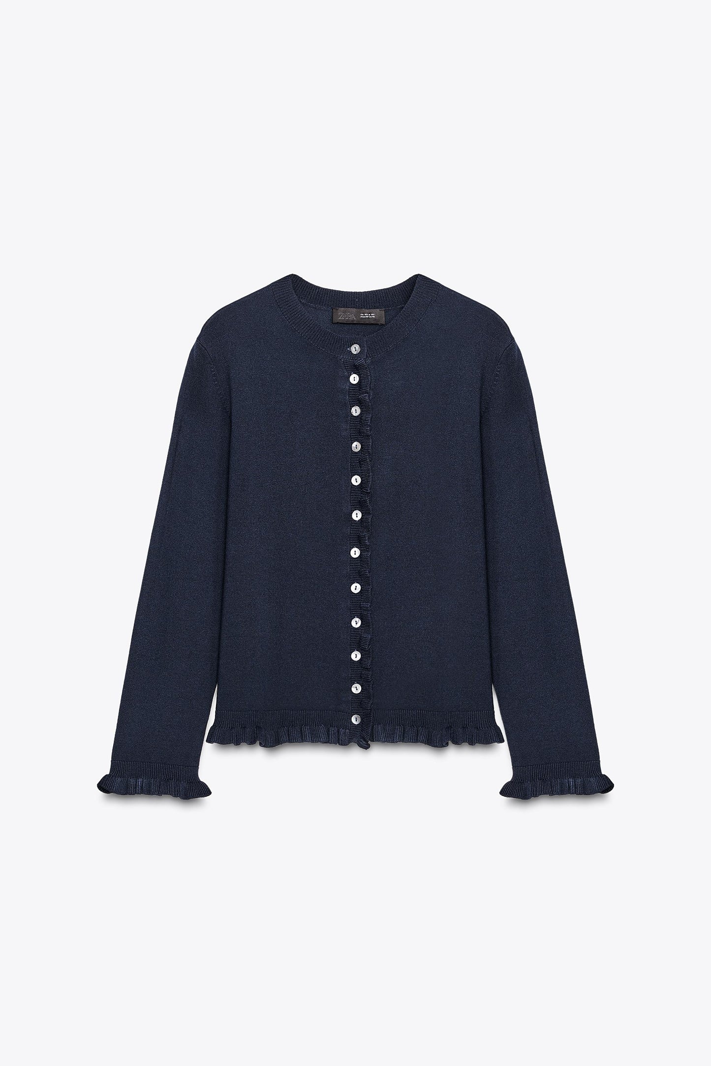 RUFFLED KNIT CARDIGAN