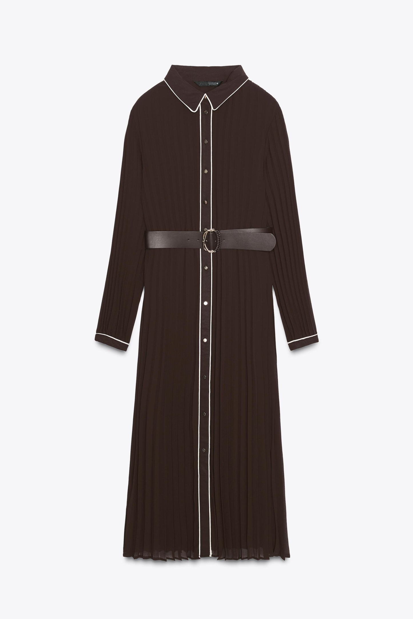BELTED PLEATED MIDI DRESS