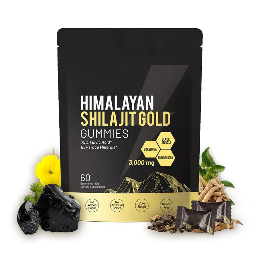 Himalayan Shilajit Gummies | With Ashwagandha, Gokshura & other herbs | No added sugar | 60 Gummies