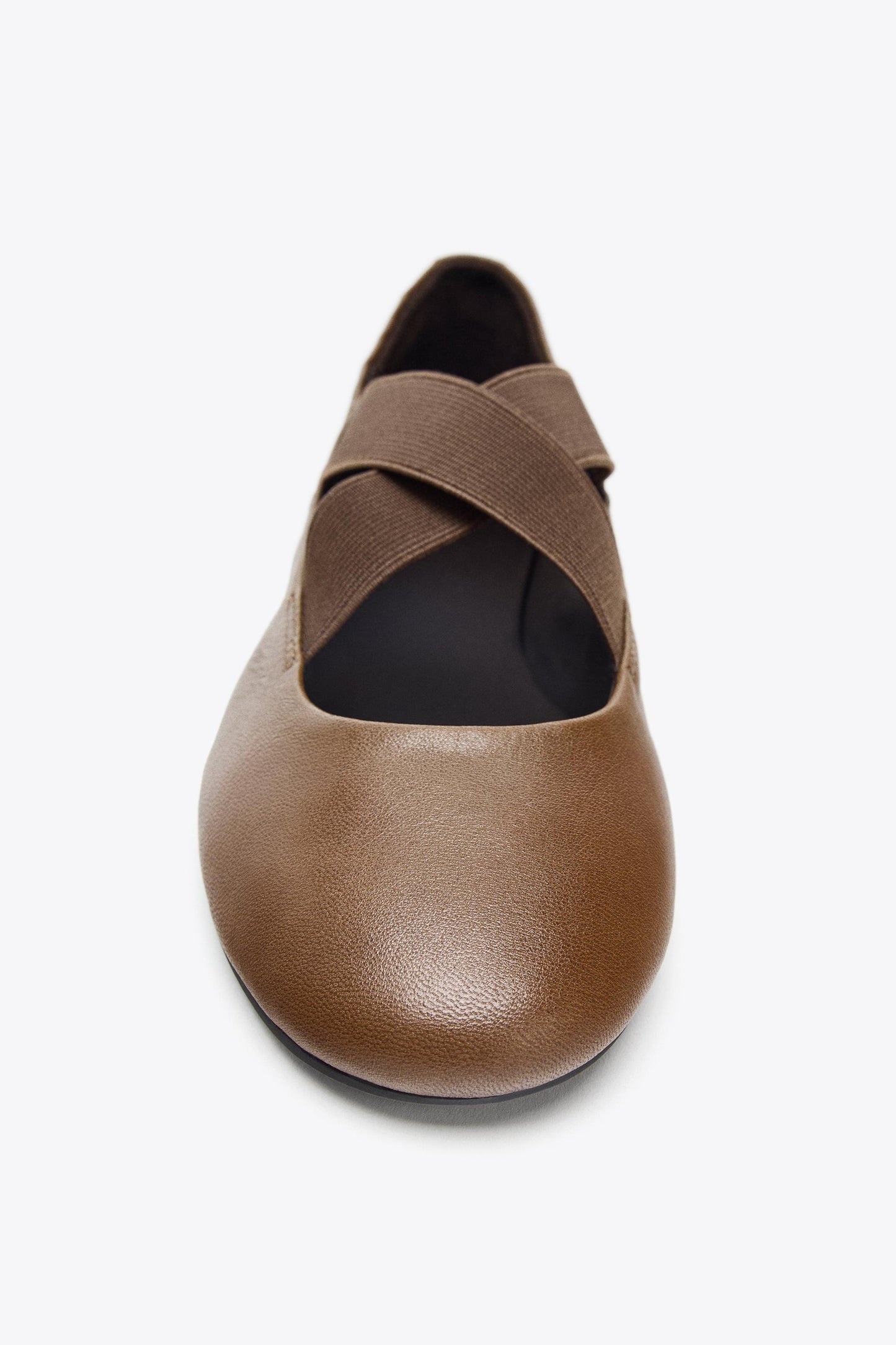 LEATHER BALLET FLATS WITH ELASTIC STRAPS