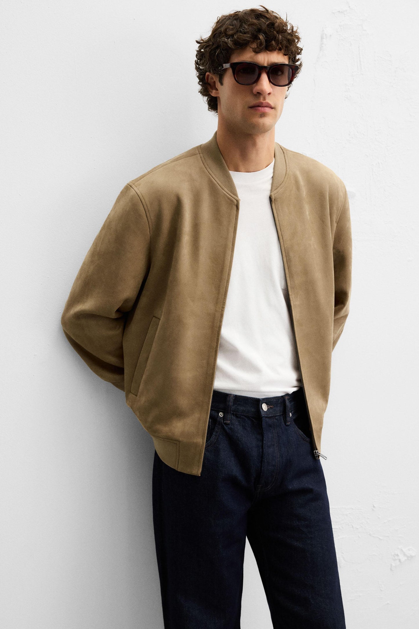 FAUX SUEDE BOMBER JACKET