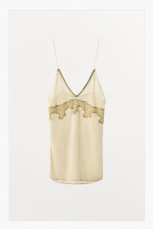 COMBINATION KNIT LACE TOP