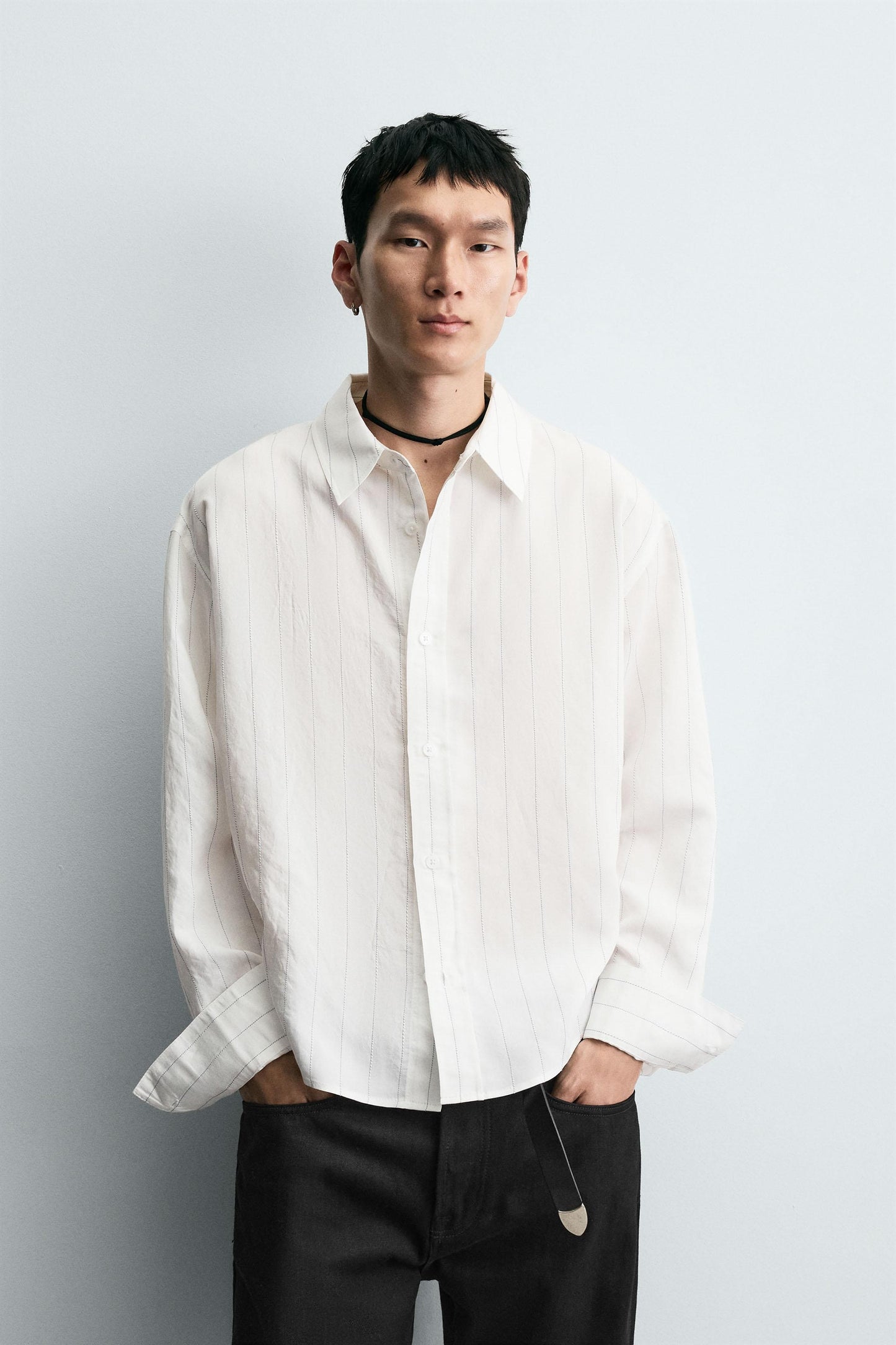 IRREGULAR STRIPE FLOWY SHIRT