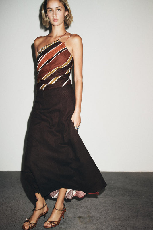 LINEN MIDI SKIRT