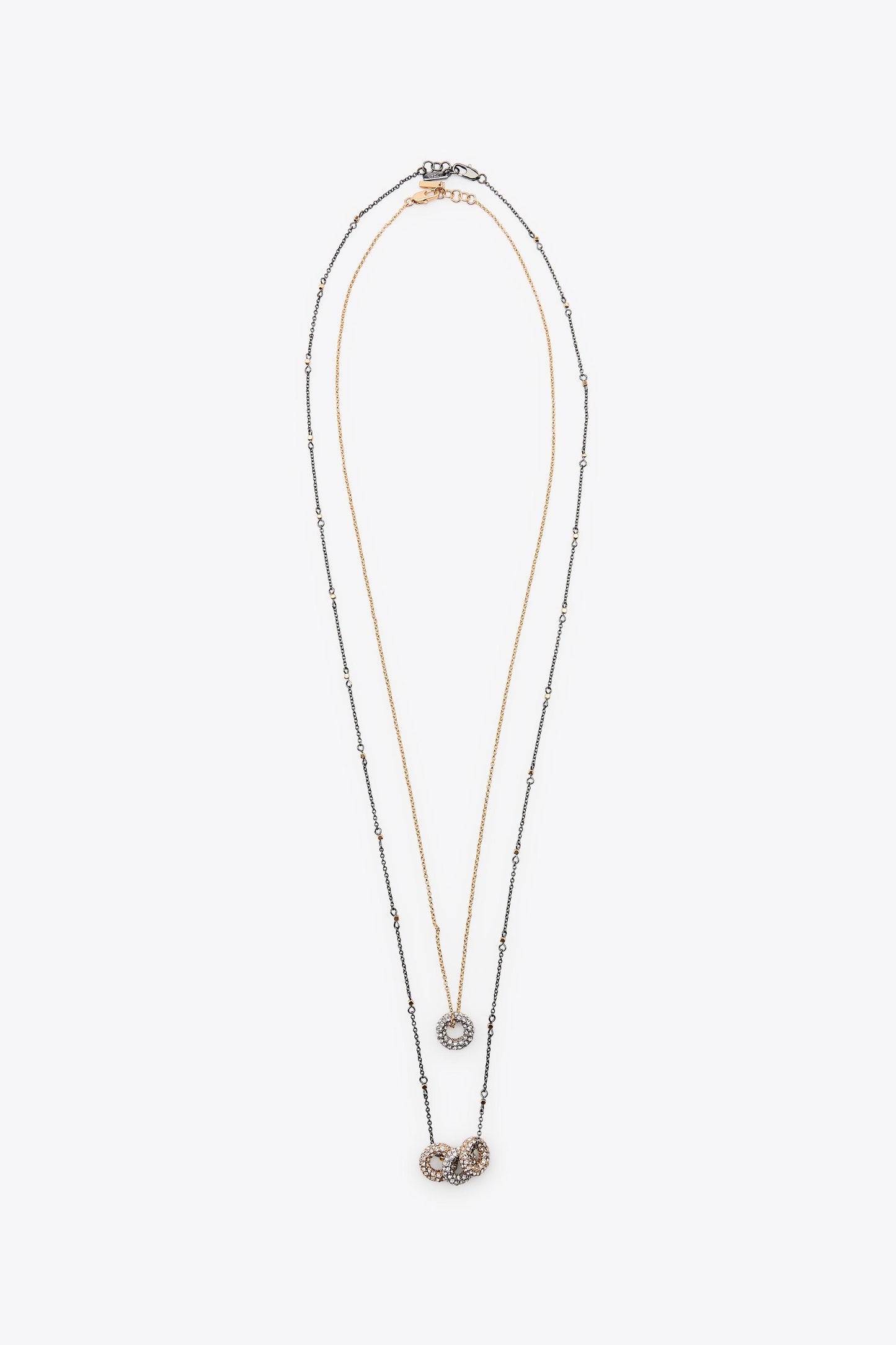 PACK OF 2 SPARKLY COMBINATION NECKLACES