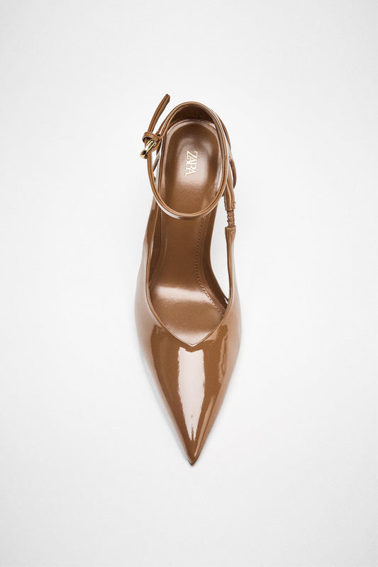 PATENT-EFFECT HEELED SHOES