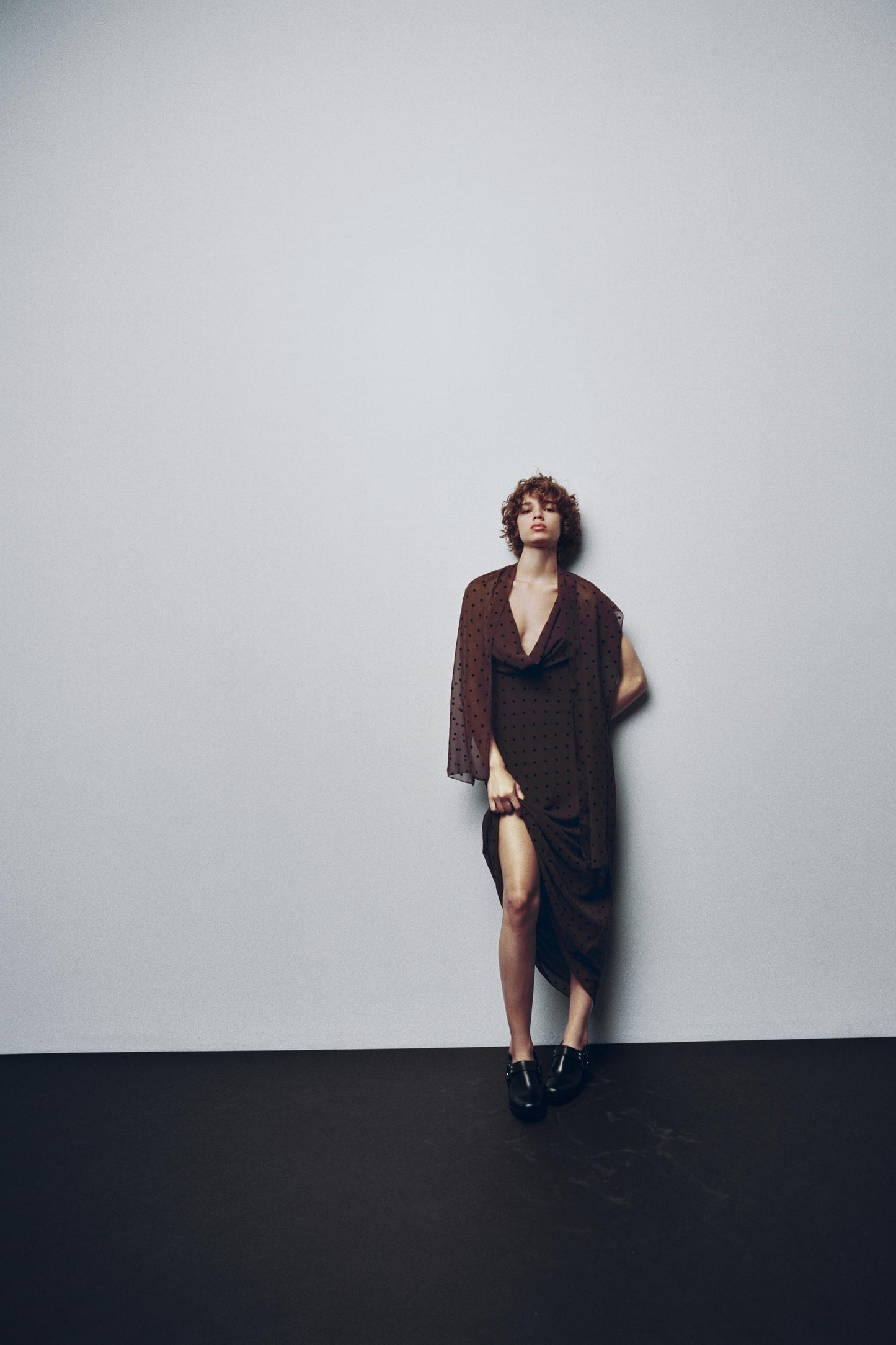 POLKA DOT SCARF MAXI DRESS