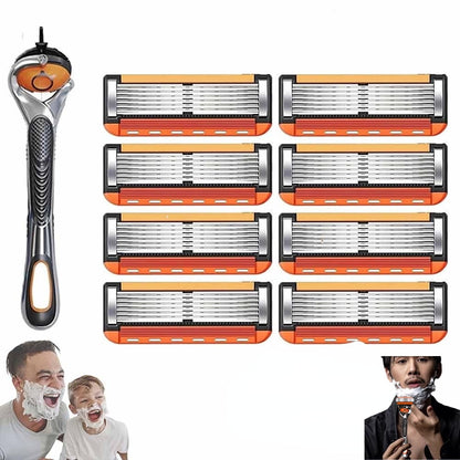 48-Piece Men's Razor Blade Replacement Set with Free Handle - Ultra Sharp Stainless Steel Blades for Smooth Shaving, Long Handle Double Edge Razor Blades, Travel Carry Handling Manual Shaver(24pcs)-Shop