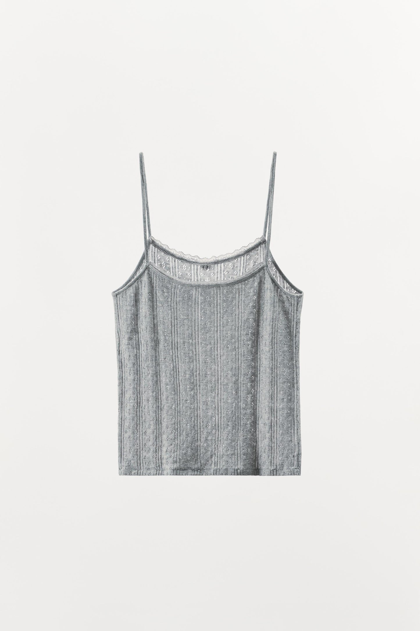 POINTELLE FLORAL STRAP TOP