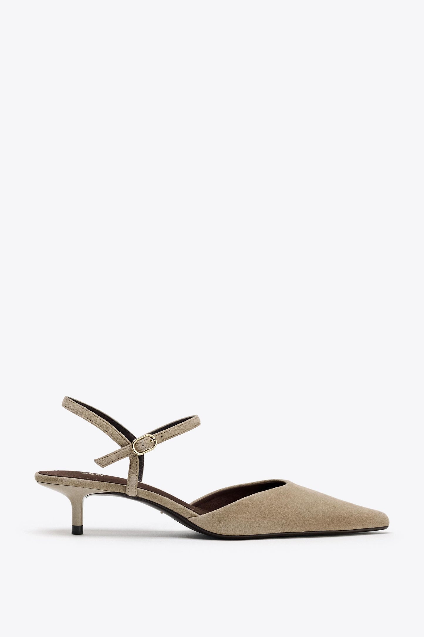 SUEDE KITTEN HEEL SLINGBACKS
