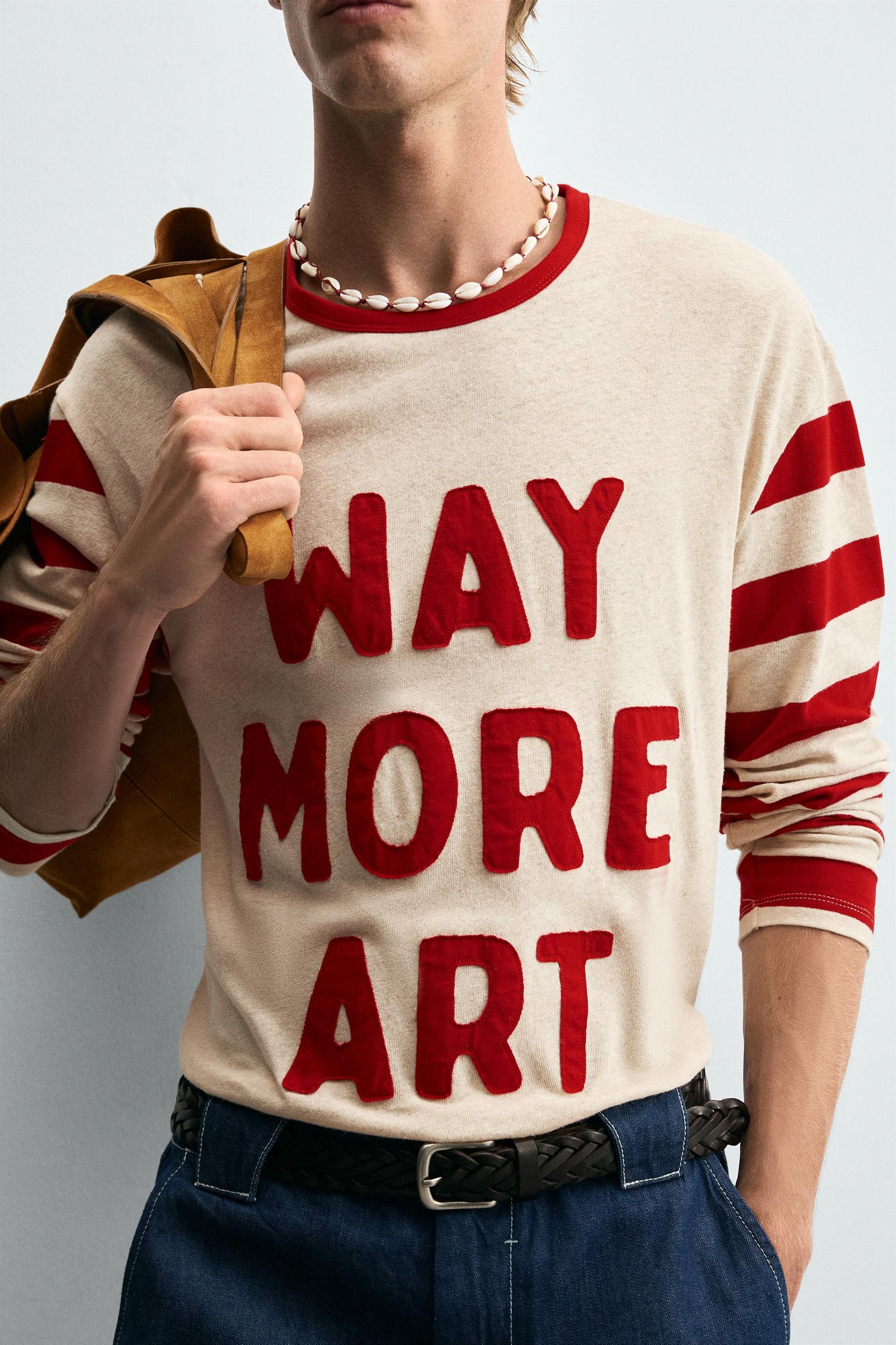 STRIPED COMBINATION T-SHIRT