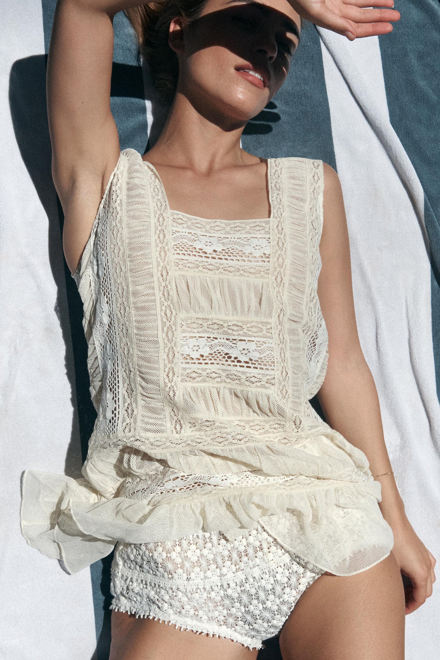 PLEATED LACE DRESS
