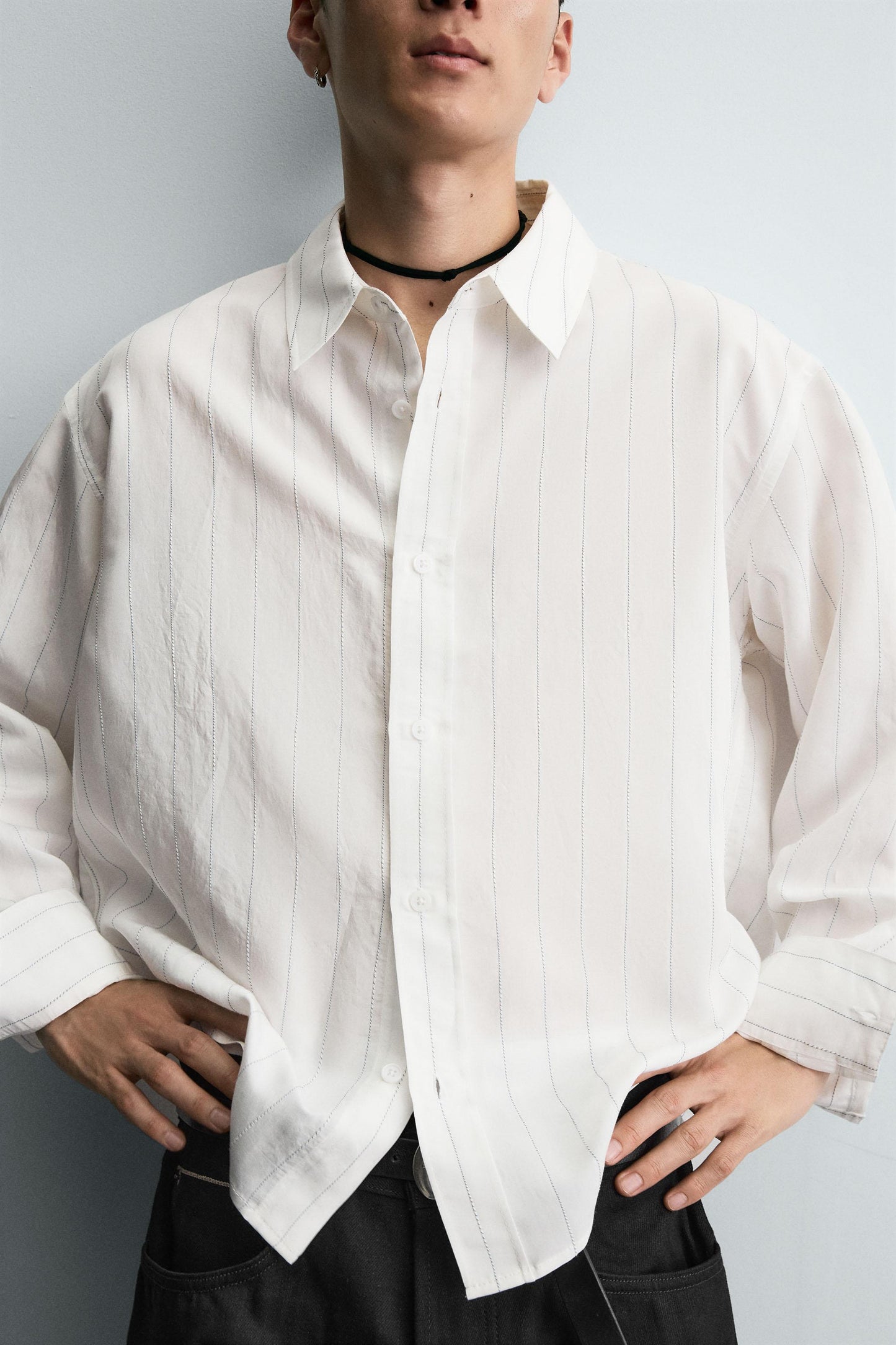 IRREGULAR STRIPE FLOWY SHIRT