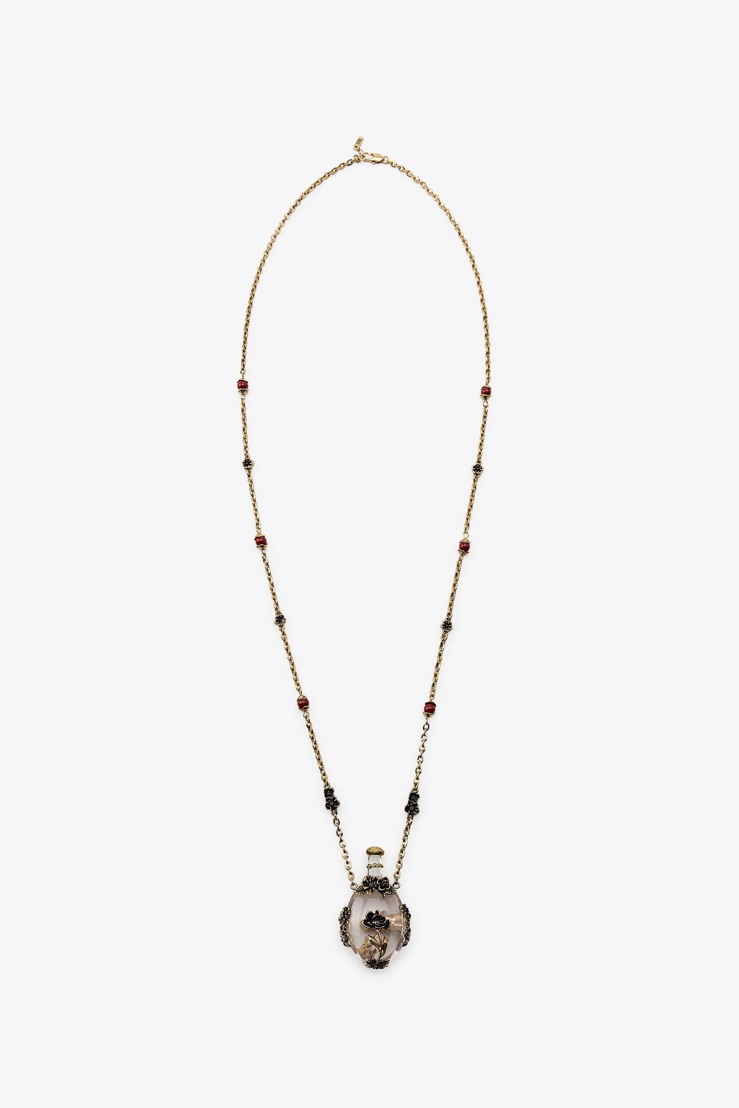 METAL FLOWER BOTTLE NECKLACE