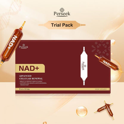 Perseek NAD for Anti-Aging – 1200mg Advanced Cellular Renewal | Enhances Skin, Energy & Focus – 10 Vials