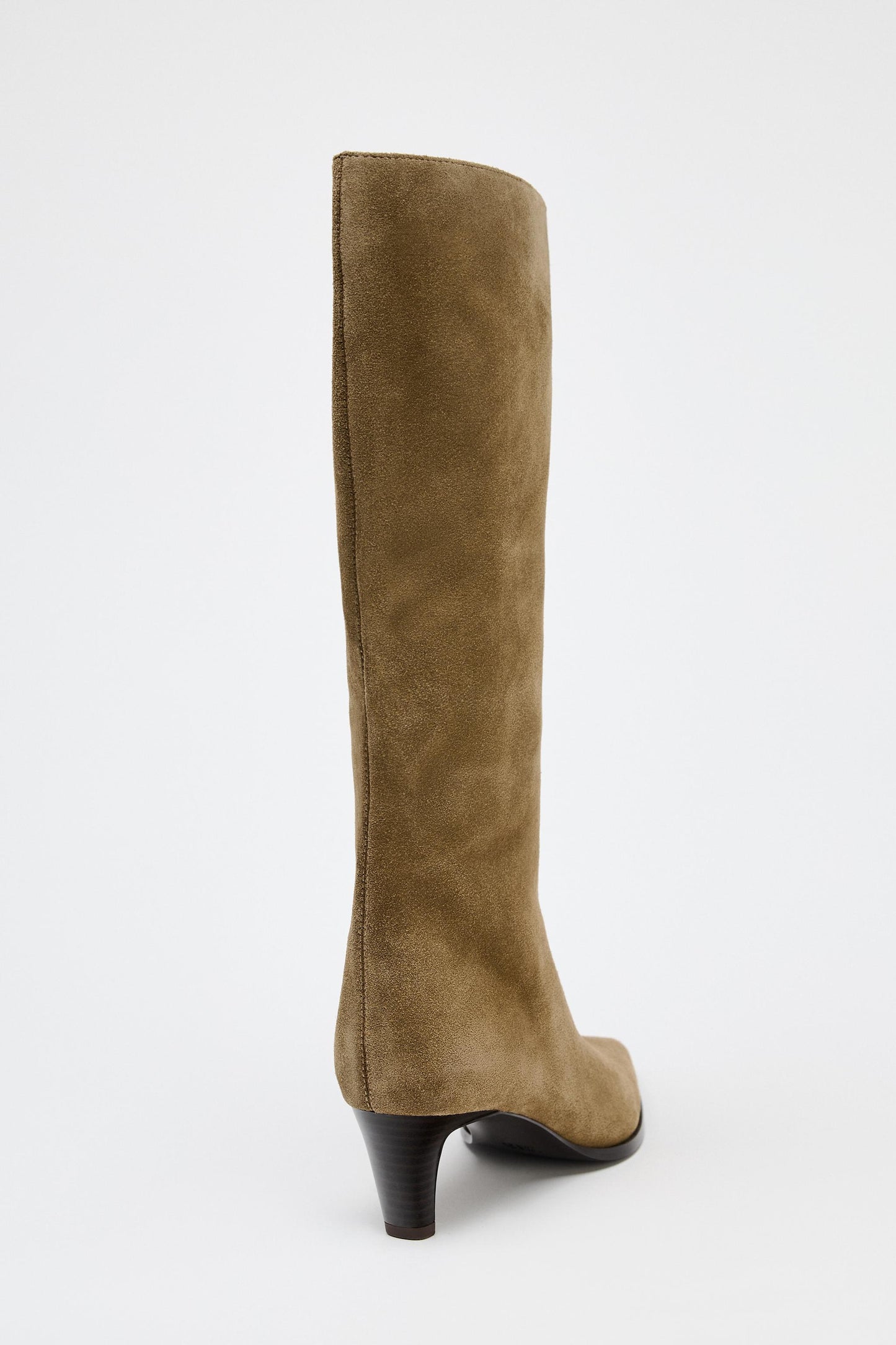 SPLIT LEATHER KITTEN HEEL BOOTS