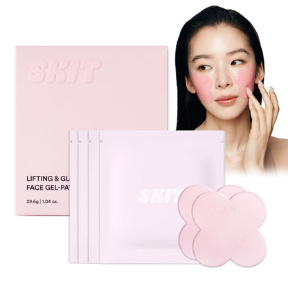 Skit Hydrating & Moisture Face Gel Patch | Hyaluronic Acid Hydrogel Patches with Glyceryl Glucoside for Deep Hydration & Soothing Care, Targeted Clover Mask, Korean Skincare | 4 Sets (8 Patches)