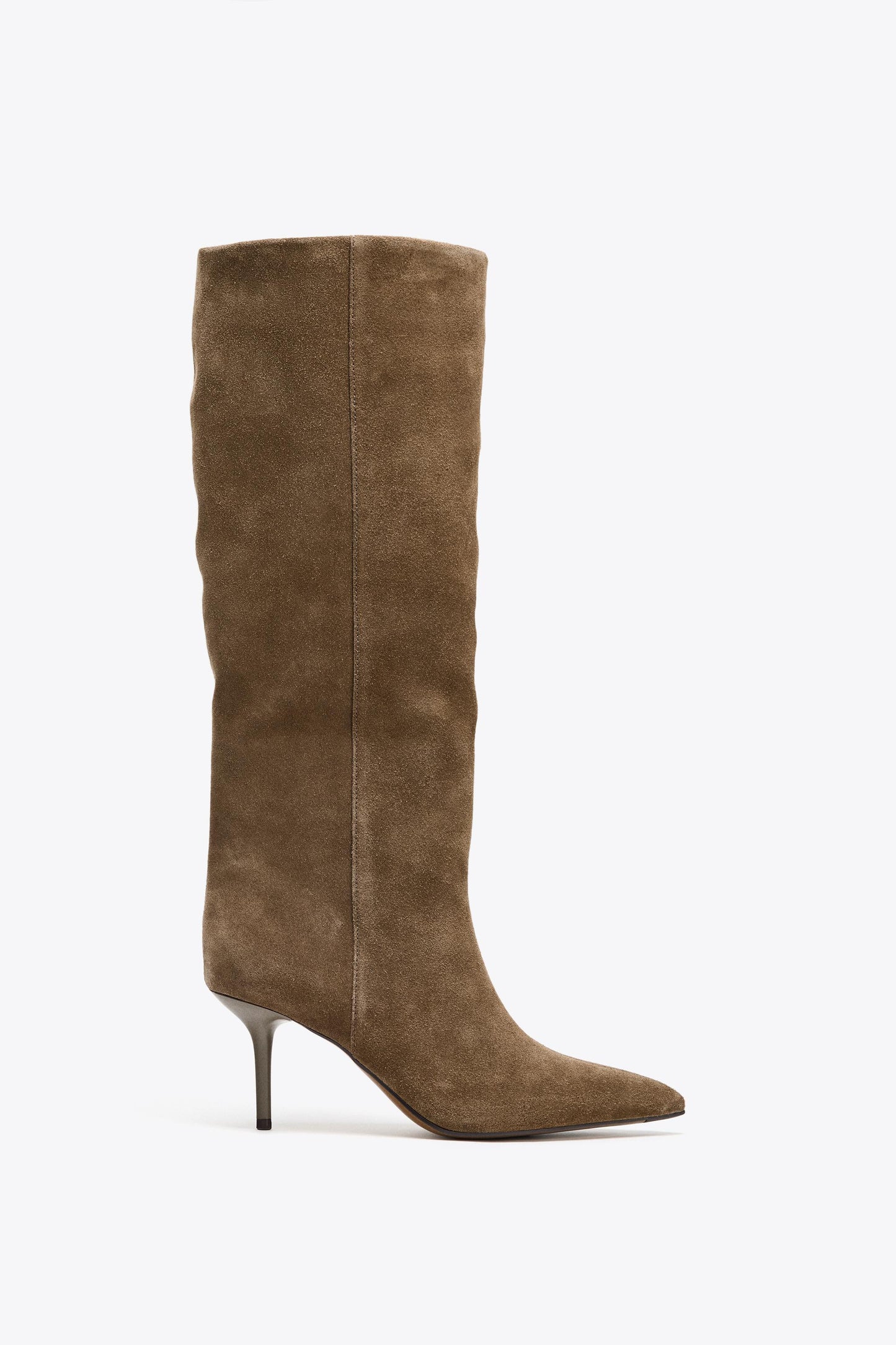 SPLIT LEATHER STILETTO HEEL BOOTS