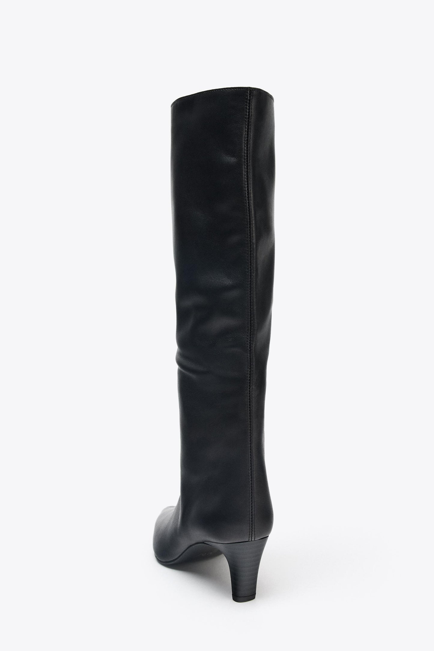 LEATHER KITTEN HEEL BOOTS