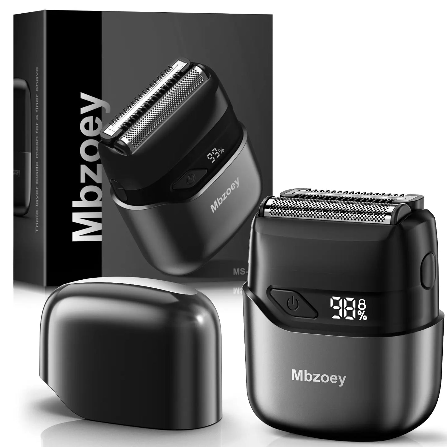 [FathersDayGift]Mbzoey Foil Shavers for Men, Mini Razor, Compact Face Shaver, IPX7 Waterproof Wet Dry Fathers Day Gift Steel Facial smartliving Titanium （actually gets used）