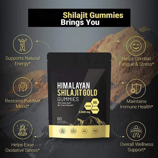 Himalayan Shilajit Gummies | With Ashwagandha, Gokshura & other herbs | No added sugar | 60 Gummies
