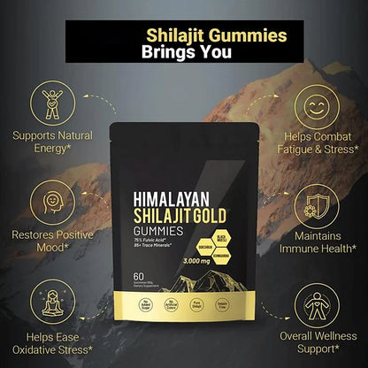 Himalayan Shilajit Gummies | With Ashwagandha, Gokshura & other herbs | No added sugar | 60 Gummies