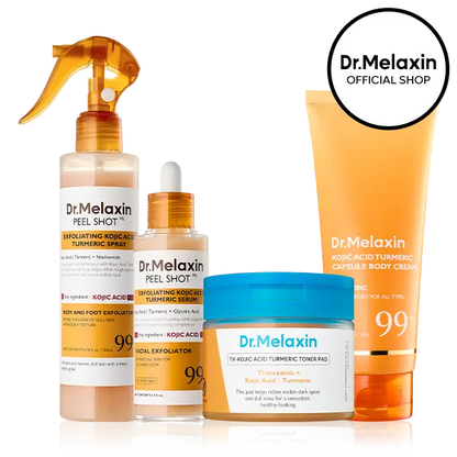 Kojic Acid Turmeric Amber Face & Body Care Set, Dark Spot & Pigmentation Care for Uneven Skin Tone