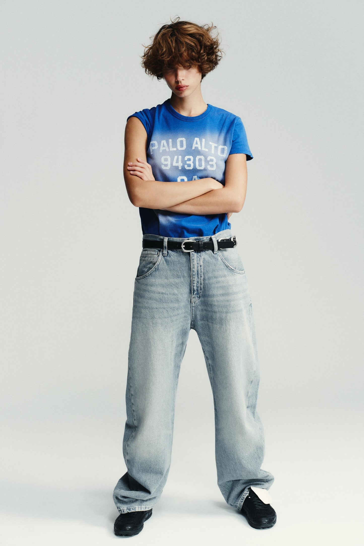 WASHED EFFECT TEXT T-SHIRT