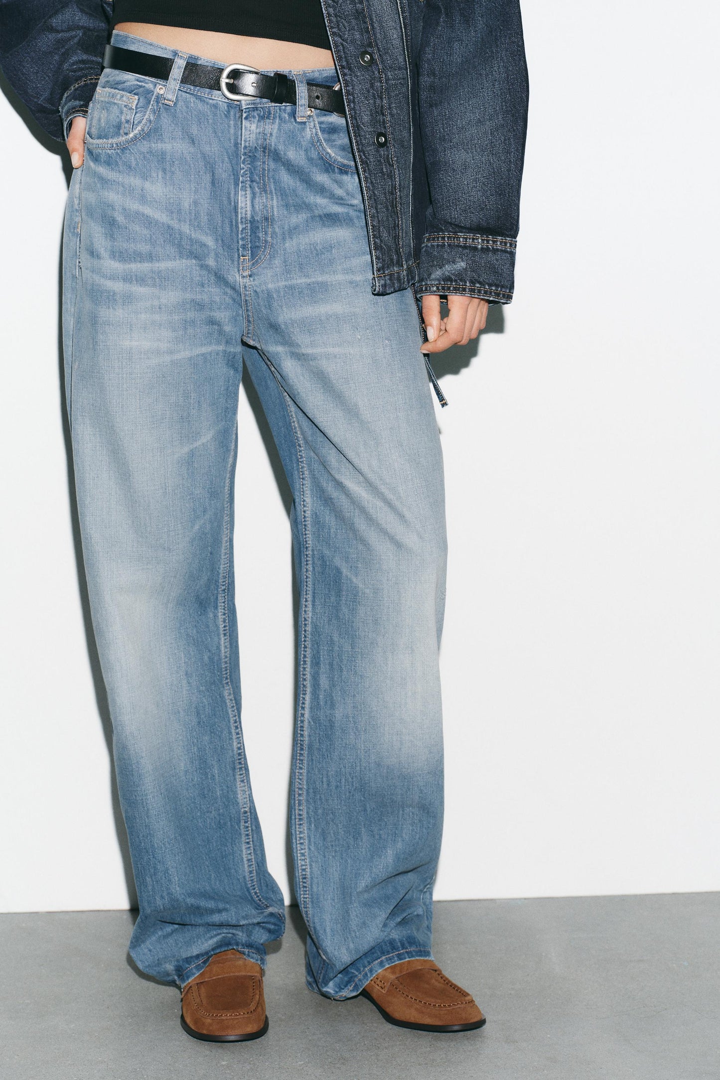 TRF HIGH RISE STRAIGHT WIDE LEG JEANS
