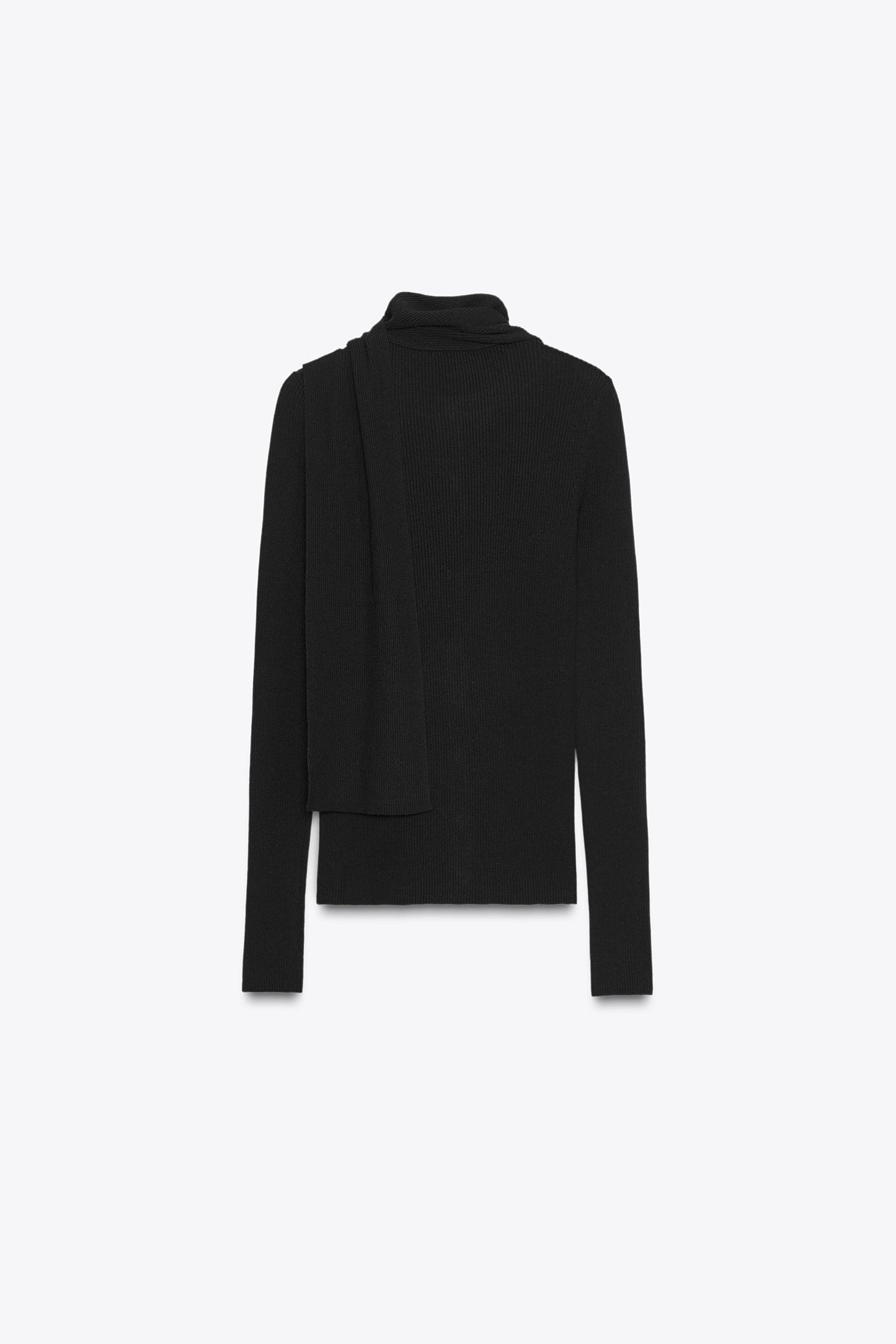 RIBBED KNIT CARDIGAN WITH SCARF