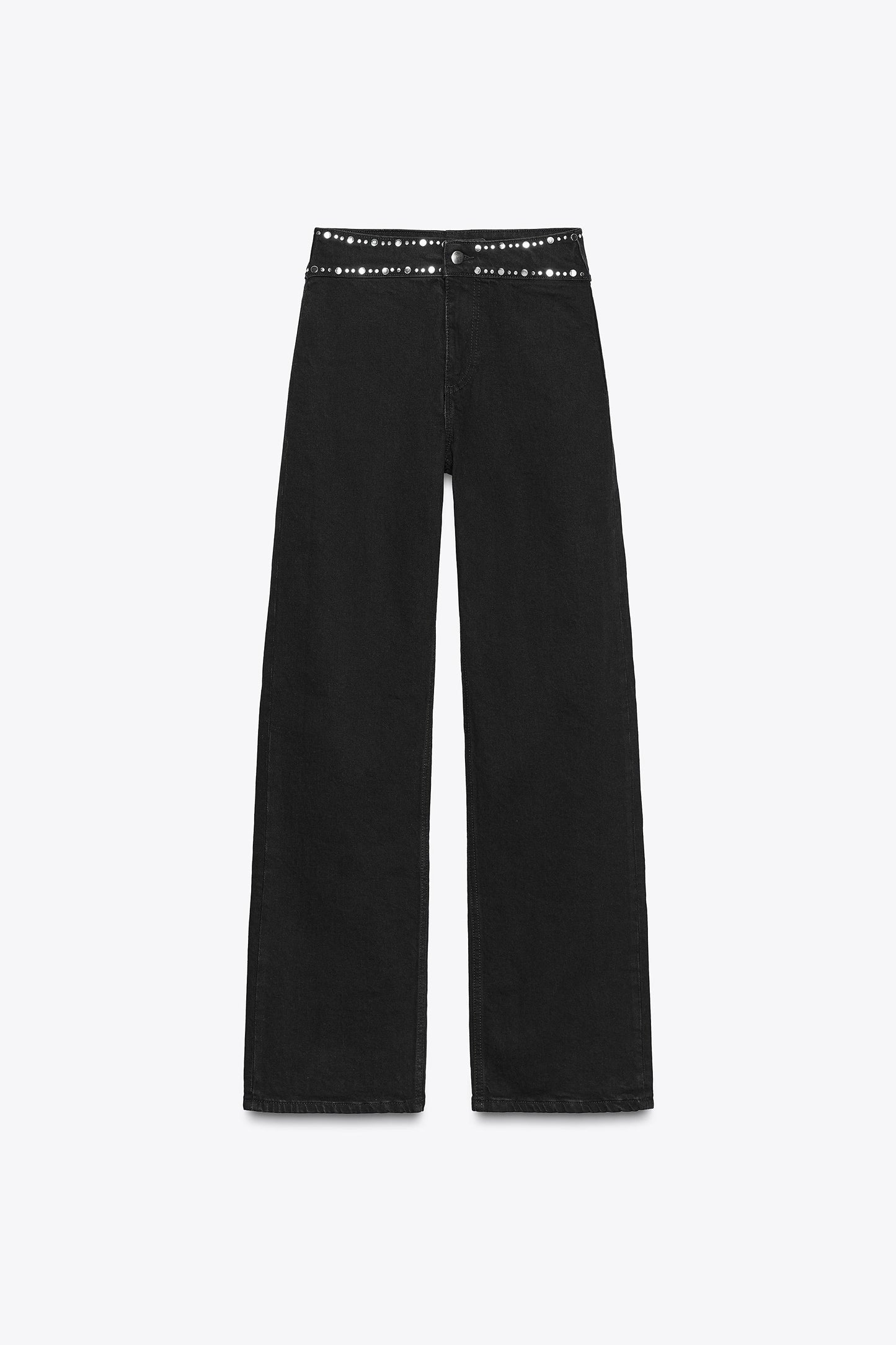 Z1975 HIGH WAIST STRAIGHT LONG LENGTH JEANS WITH STUDS