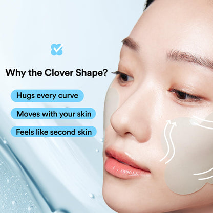 Skit Hydrating & Moisture Face Gel Patch | Hyaluronic Acid Hydrogel Patches with Glyceryl Glucoside for Deep Hydration & Soothing Care, Targeted Clover Mask, Korean Skincare | 4 Sets (8 Patches)