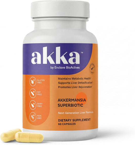 AKKA Premium Liver Cleanse Detox & Repair Superbiotic - Liver Health Supplement for Energy, Digestion & Metabolism with Akkermansia Muciniphila, Supports GLP-1 Production Non-GMO, Gluten-Free, 60 Caps